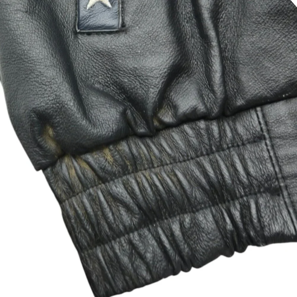 American Leather Jacket Men 2XL Multicolor USA Flag Eagle Bomber Biker Oversized - Picture 7 of 16